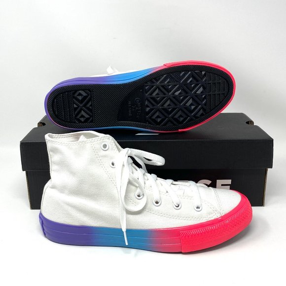 Converse Chuck Taylor Sneaker Women AS OX White Racer Pink Canvas Hi Top 664196F - Picture 2 of 8